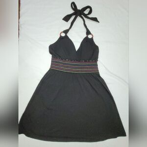 Derek Heart Size Medium Black Halter Dress with Vibrant Waistband
